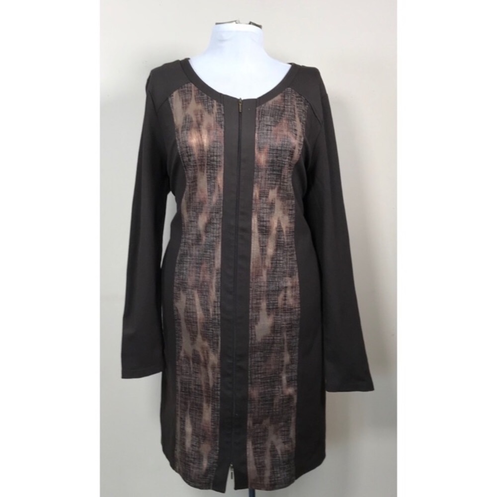 Tribal Bronze & Brown Snake Print Zip Up Dress